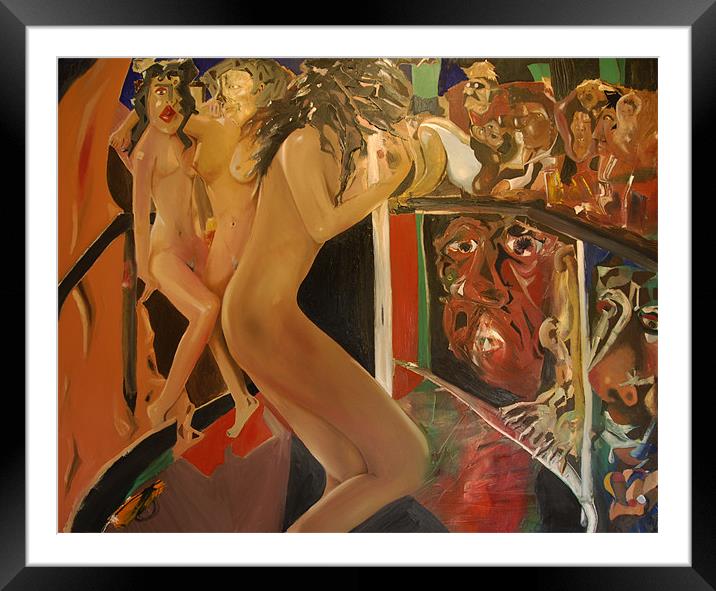 Pole Dancers & Their Admirers Framed Mounted Print by James Lavott