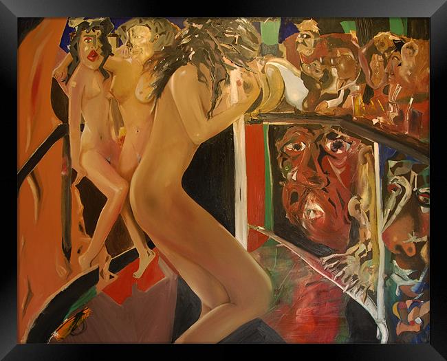 Pole Dancers & Their Admirers Framed Print by James Lavott