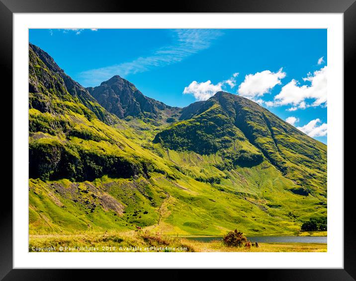 Green and grey above the lochan Framed Mounted Print by Paul Nicholas