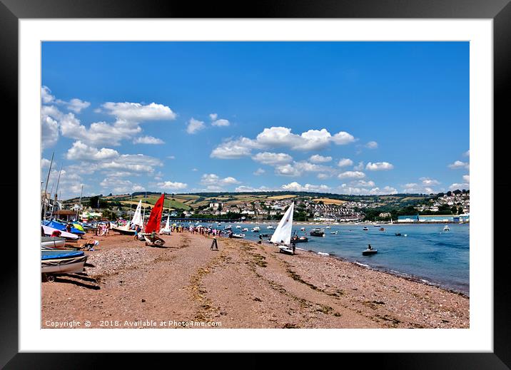 Busy day on Shaldon Beach by The River Teign Framed Mounted Print by Rosie Spooner