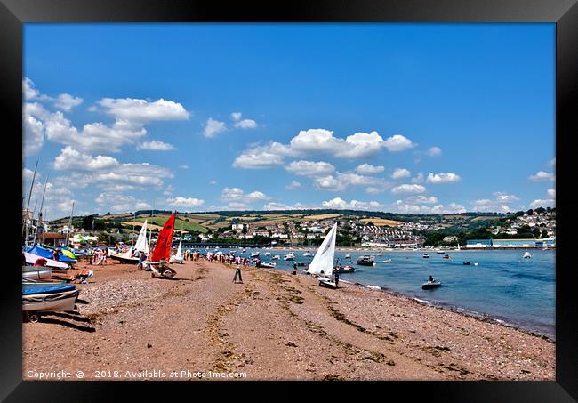 Busy day on Shaldon Beach by The River Teign Framed Print by Rosie Spooner