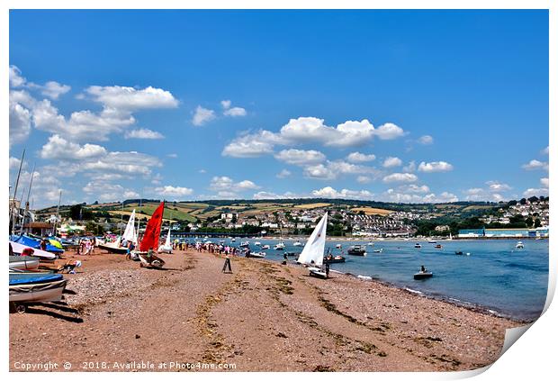 Busy day on Shaldon Beach by The River Teign Print by Rosie Spooner