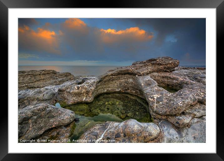 Rockpool, Ogmore by Sea Framed Mounted Print by Neil Holman