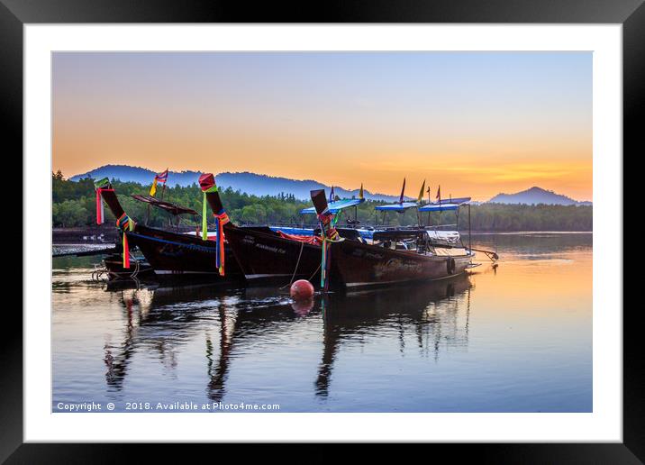 Long tail boats  Framed Mounted Print by Kevin Hellon