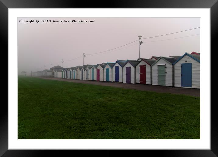 Beach Huts On A Foggy Morning Framed Mounted Print by rawshutterbug 