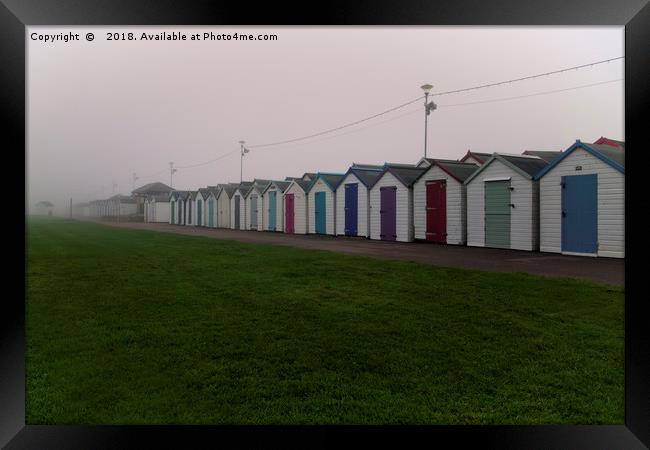 Beach Huts On A Foggy Morning Framed Print by rawshutterbug 