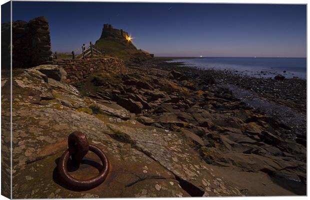 Lindisfarne Castle by Moonlight Canvas Print by David Lewins (LRPS)