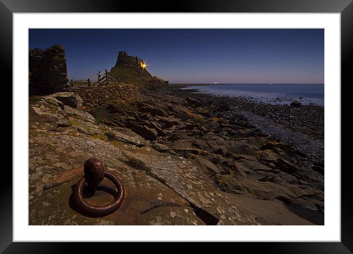 Lindisfarne Castle by Moonlight Framed Mounted Print by David Lewins (LRPS)
