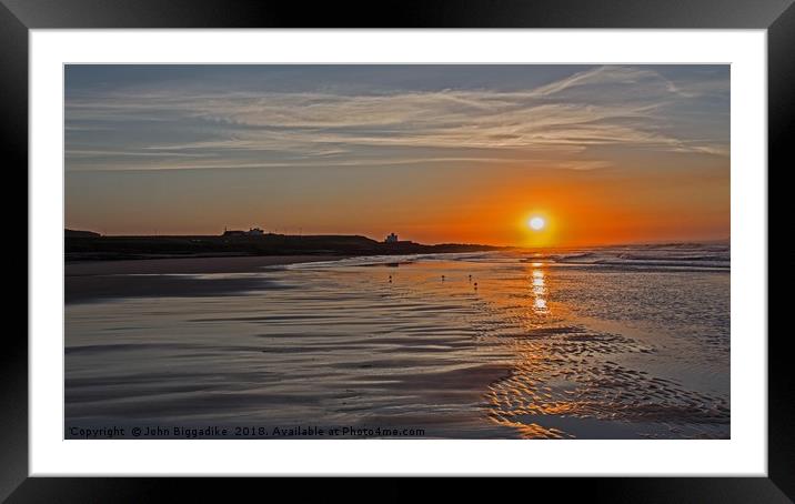 Bamburgh Sunset Framed Mounted Print by John Biggadike
