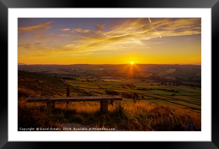 Sun setting over the Pennines Framed Mounted Print by David Oxtaby  ARPS