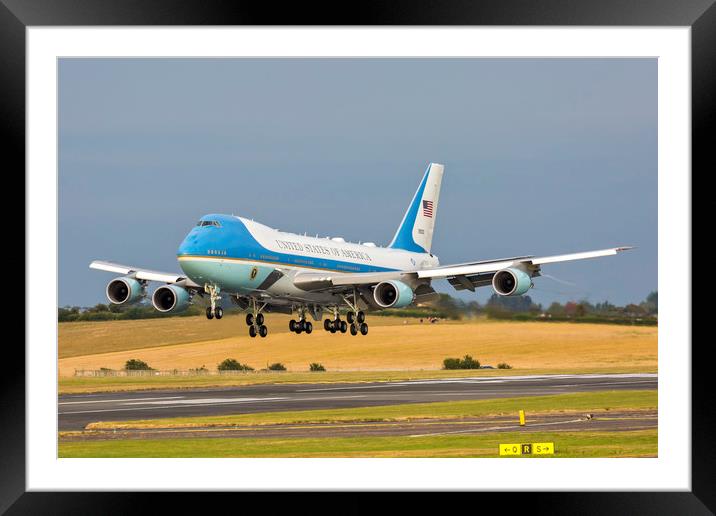 USAF Air Force One Boeing 747 Framed Mounted Print by Derek Beattie