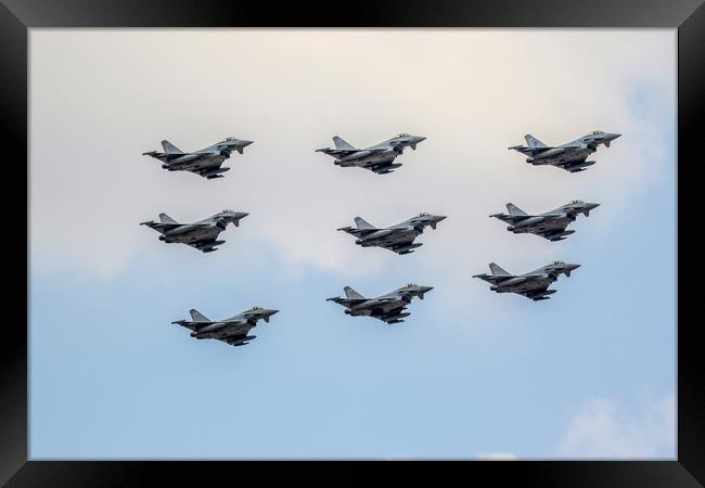 Typhoon 9 ship flypast RIAT 2018 Framed Print by Oxon Images