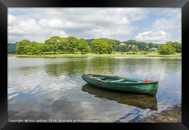 Esthwaite Water and Boat Lake District Cumbria Framed Print by Nick Jenkins