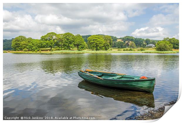 Esthwaite Water and Boat Lake District Cumbria Print by Nick Jenkins