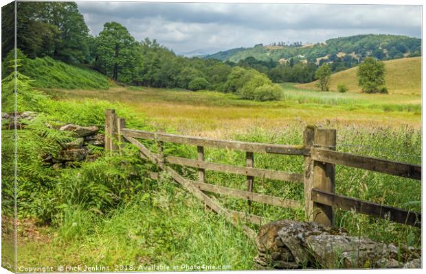 Wooden Gate and Farmland in the Lake District  Canvas Print by Nick Jenkins