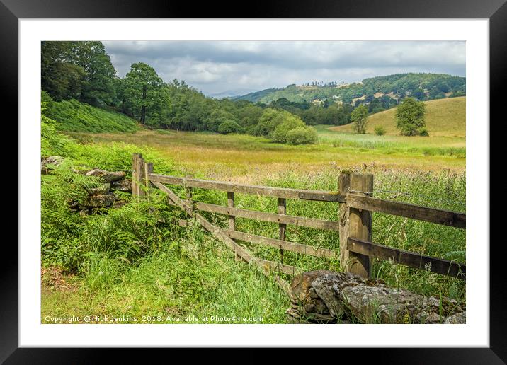 Wooden Gate and Farmland in the Lake District  Framed Mounted Print by Nick Jenkins