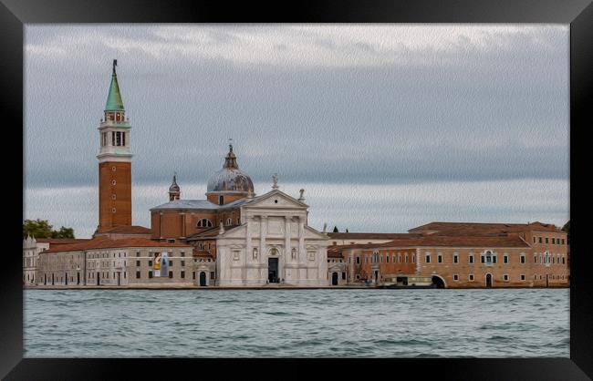 St Marks Venice painterly image oil effect Framed Print by Tony Swain