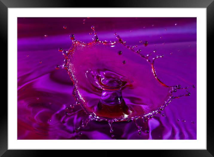 Water drops colliding Framed Mounted Print by Tony Swain