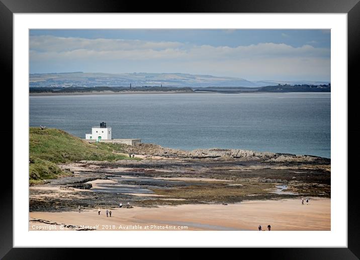 Bamburgh Lighthouse and Beach. Framed Mounted Print by Colin Metcalf