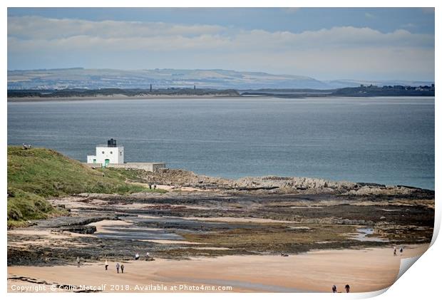 Bamburgh Lighthouse and Beach. Print by Colin Metcalf