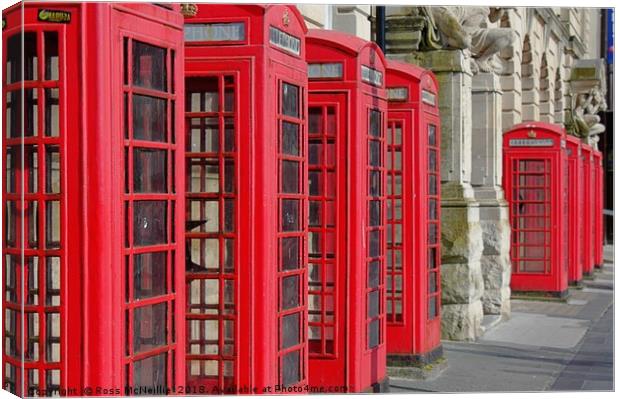 Red Phone Boxes Iconic British Nostalgia Canvas Print by Ross McNeillie