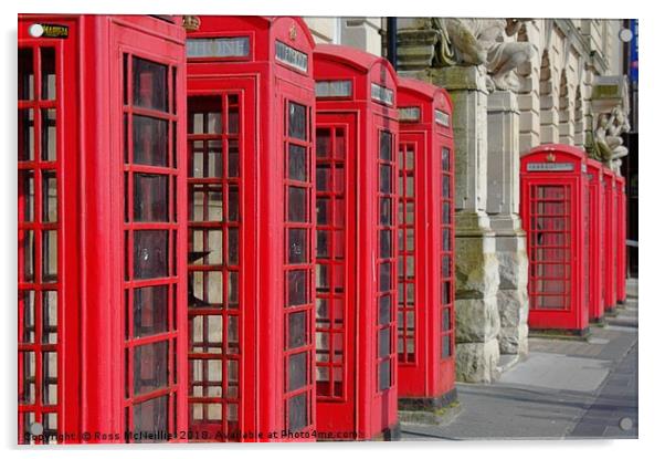 Red Phone Boxes Iconic British Nostalgia Acrylic by Ross McNeillie