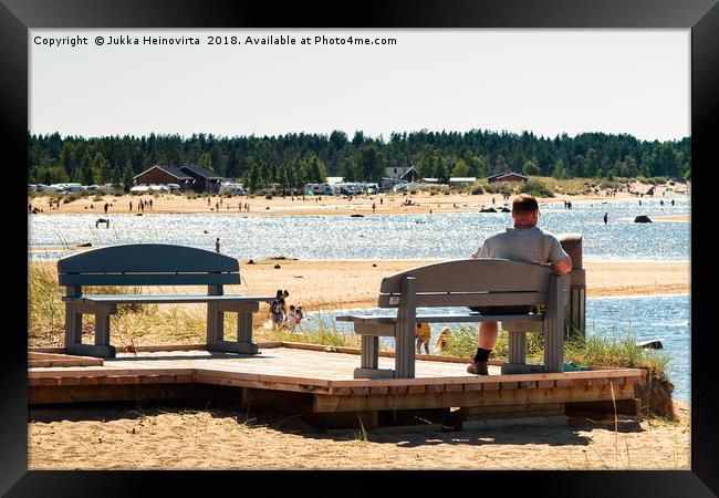 Sitting By The Beach Framed Print by Jukka Heinovirta