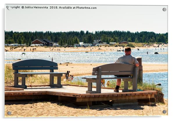Sitting By The Beach Acrylic by Jukka Heinovirta