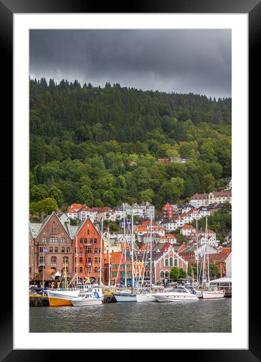 Bergen in Norway Framed Mounted Print by Hamperium Photography