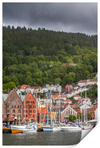Bergen in Norway Print by Hamperium Photography