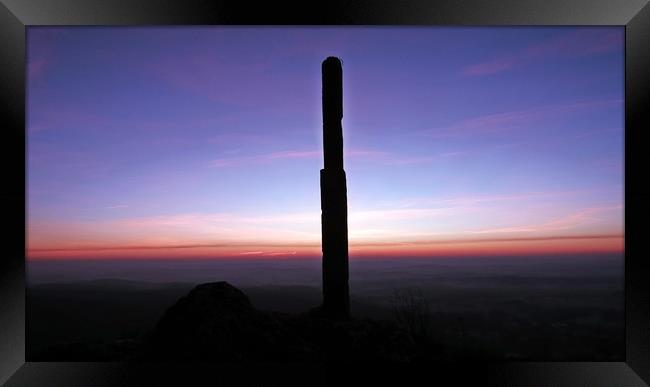 Sunrise in Mountains with Stone Column on Mount Zb Framed Print by David Katrenčík
