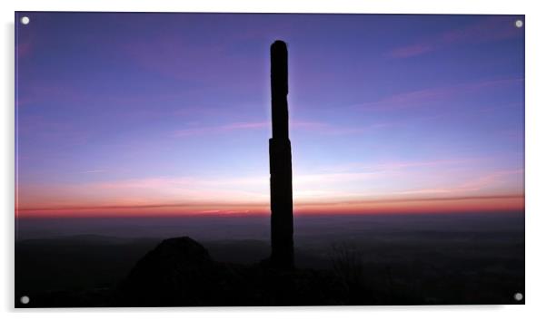 Sunrise in Mountains with Stone Column on Mount Zb Acrylic by David Katrenčík