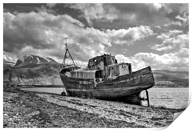 Fishing boat with Ben Nevis in background in Mono Print by JC studios LRPS ARPS