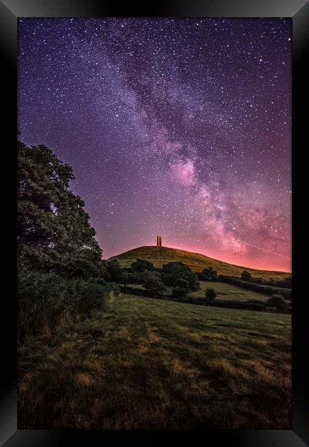 Glastonbury Tor under the Stars and Milky Way Framed Print by Thomas Russell