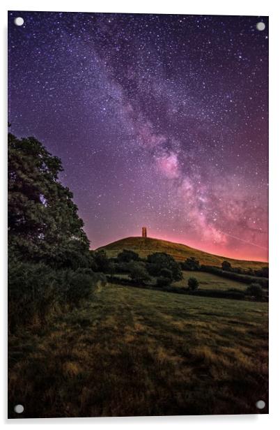 Glastonbury Tor under the Stars and Milky Way Acrylic by Thomas Russell