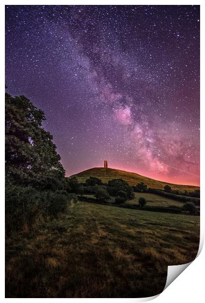 Glastonbury Tor under the Stars and Milky Way Print by Thomas Russell