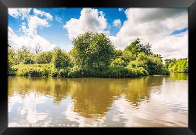 Norfolk Broads Trees in Reflection  Framed Print by Heidi Hennessey