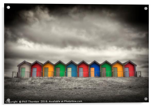 Blyth Beach Huts No. 3 Acrylic by Phill Thornton