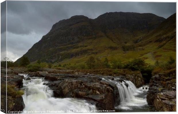 Glencoe waterfall, Scottish Highlands Canvas Print by gels designs Photography