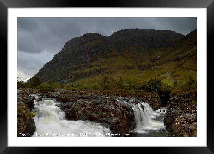 Glencoe waterfall, Scottish Highlands Framed Mounted Print by gels designs Photography