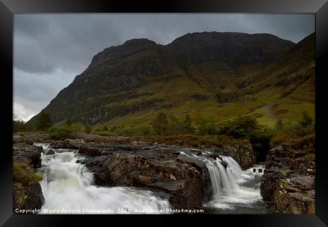 Glencoe waterfall, Scottish Highlands Framed Print by gels designs Photography