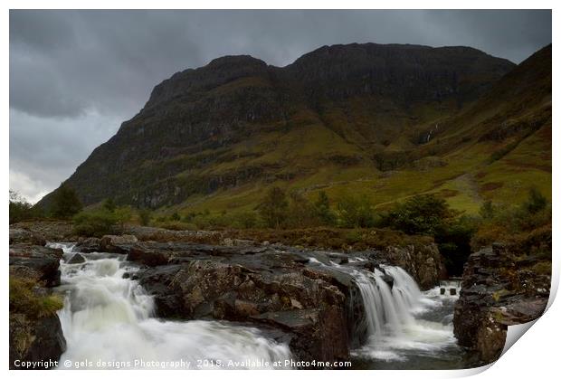 Glencoe waterfall, Scottish Highlands Print by gels designs Photography