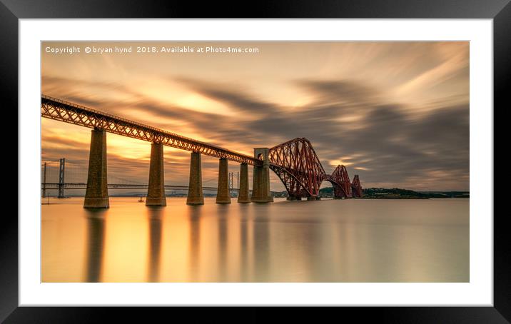 Rail Bridge at Sunset Framed Mounted Print by bryan hynd