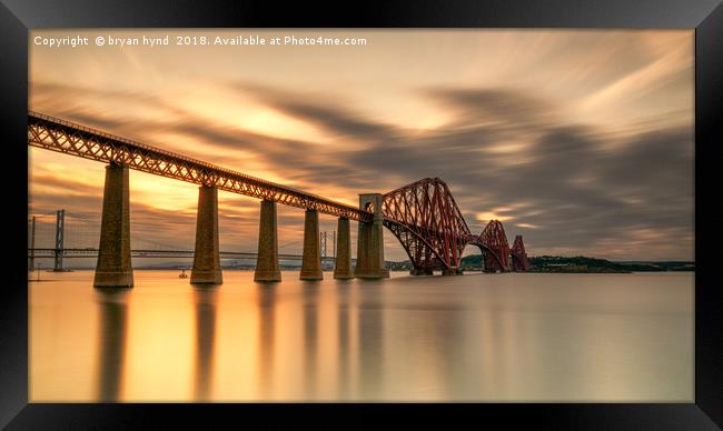 Rail Bridge at Sunset Framed Print by bryan hynd