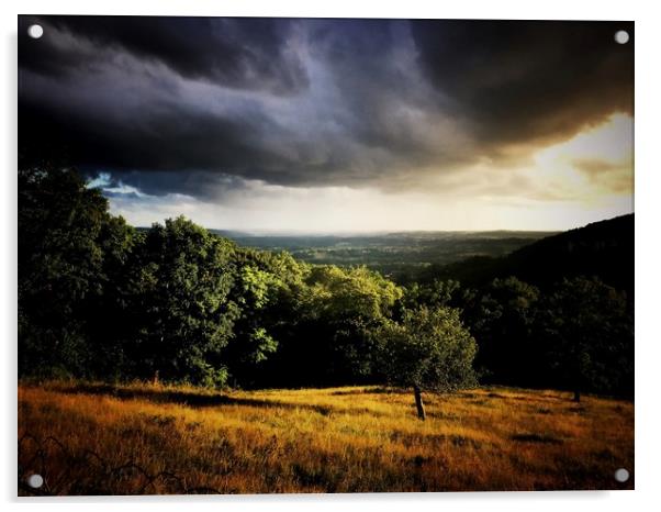 Moody sky, Correze, France Acrylic by Philip Teale