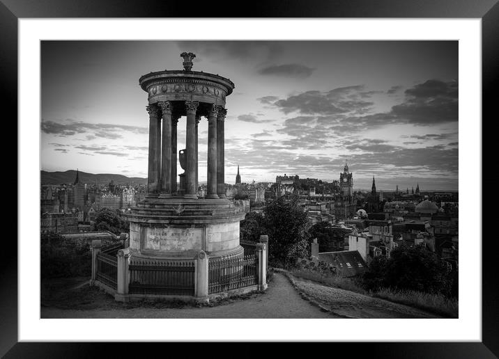 Dugald Stewart Monument and Edinburgh Skyline Framed Mounted Print by Gair Brisbane
