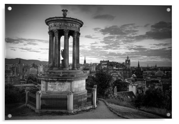 Dugald Stewart Monument and Edinburgh Skyline Acrylic by Gair Brisbane