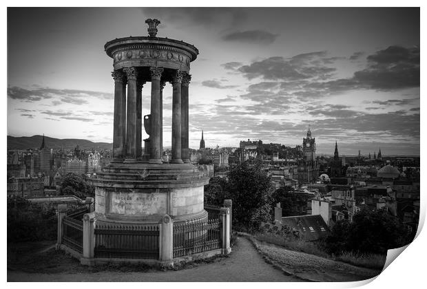 Dugald Stewart Monument and Edinburgh Skyline Print by Gair Brisbane