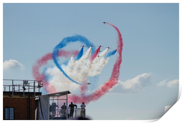 Red Arrows at the Royal International Air Tattoo 2 Print by Philip Catleugh