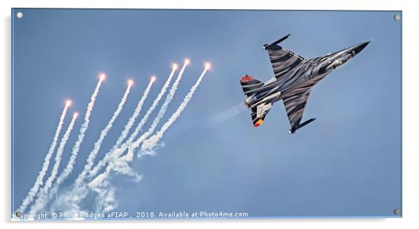 F-16AAM deploying Countermeasures 2018 Acrylic by Philip Hodges aFIAP ,